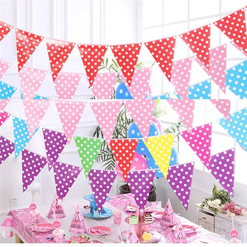 10Pcs/set Dot Hang Pennants Flags Wedding Party Festival Decoration