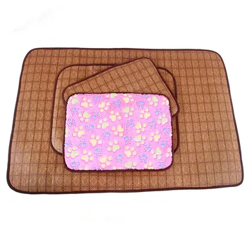 

2 in 1 Summer Cool Pet Sleep Paw Print Dog Cat Mat Double-sided Puppy Blanket Beds Pet Mats Dog Accessories