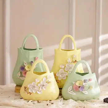 

ceramic creative flowers baskets vase pot home decor crafts room decoration handicraft porcelain figurines wedding decorations