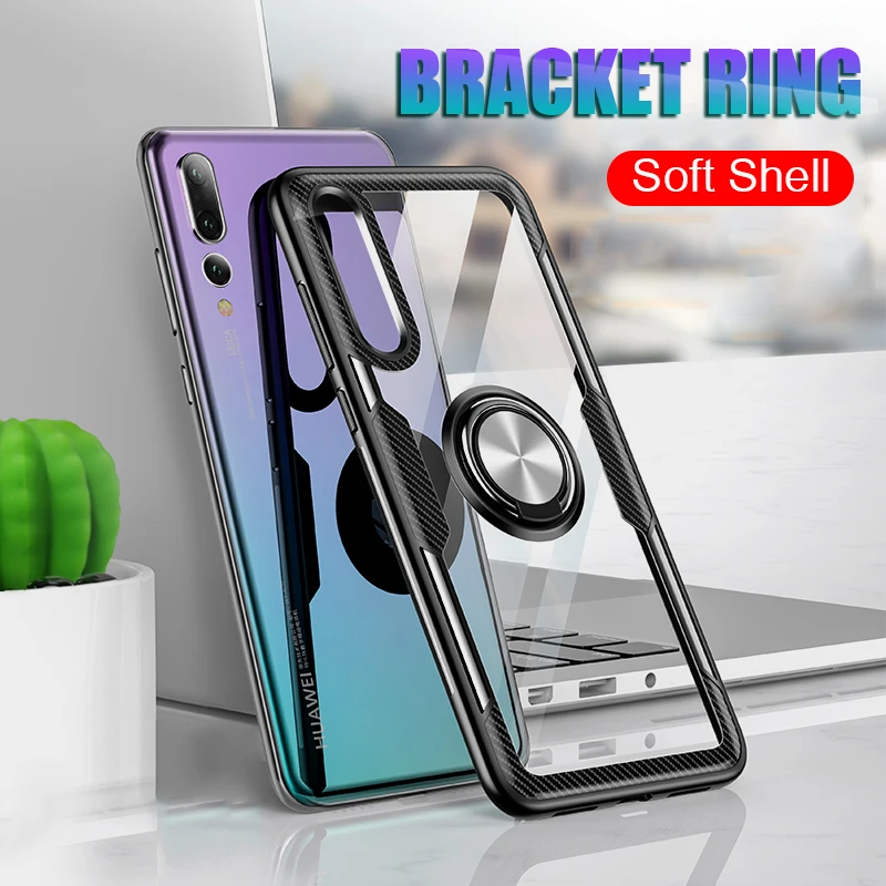 

Luxury Bracket Ring Case On The For Huawei P20 Pro P20 Lite Shockproof Full Cover For Huawei Honor 8X Max Silicone Soft Case