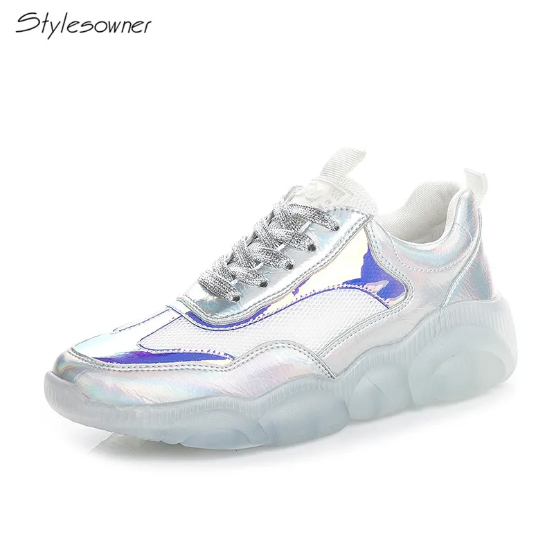 

Stylesowner Summer Mesh Sports Shoes Women Muffin Bottom Bottom Breathable Trend Shoes Ladies Jelly Shoes Shiny Crystal Shoes