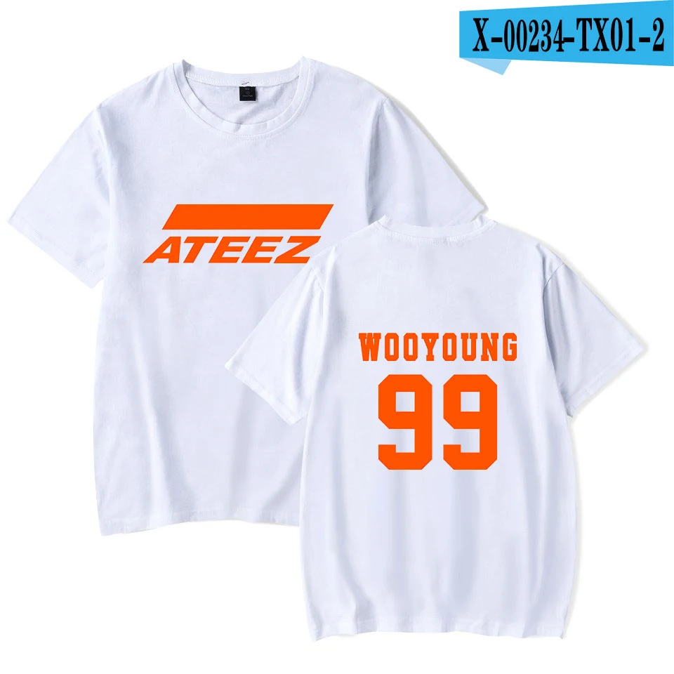 Новая Футболка kpop group ATEEZ, топы, Hongjoong Seonghwa Yunho Yeosang San Mingi Wooyoung Jongho ATEEZ A подростковый Z - Цвет: White