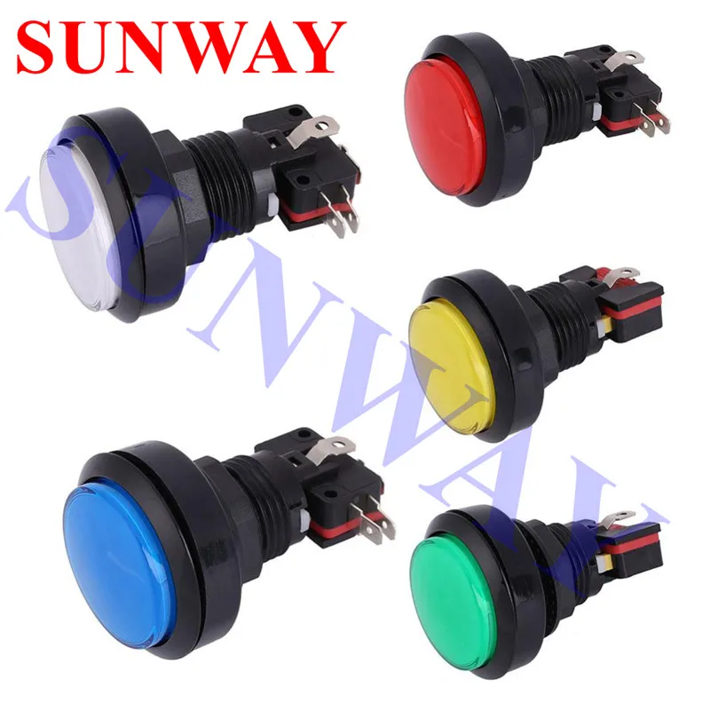 

5 pcs/lot 45mm Round Illuminated LED push button with micro switch 12V Arcade Video Game Round illuminated Push Button Switch
