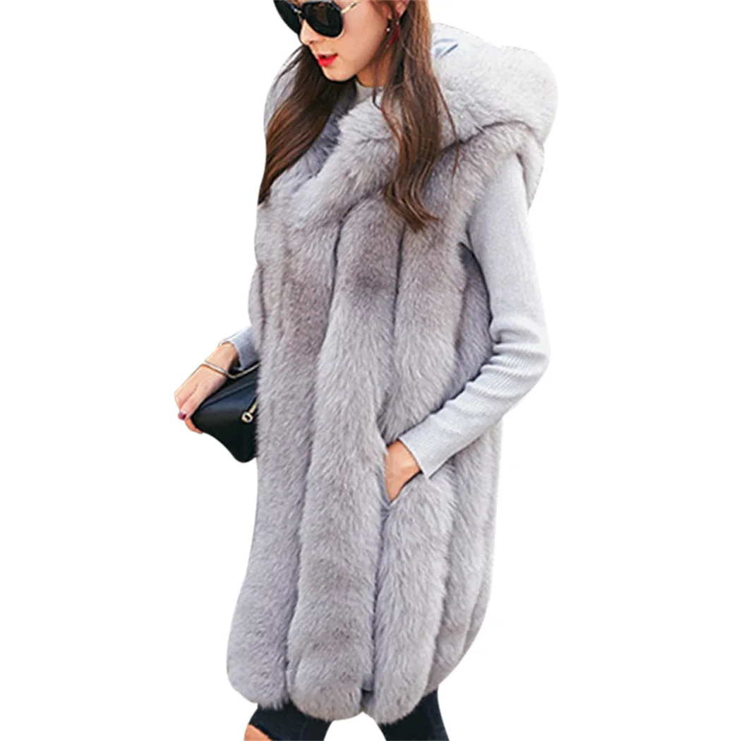 Women Faux Fur vest New Fashion Fur Vest Women In The Long Section 2017 High Quality Autumn And Winter New Products Soft