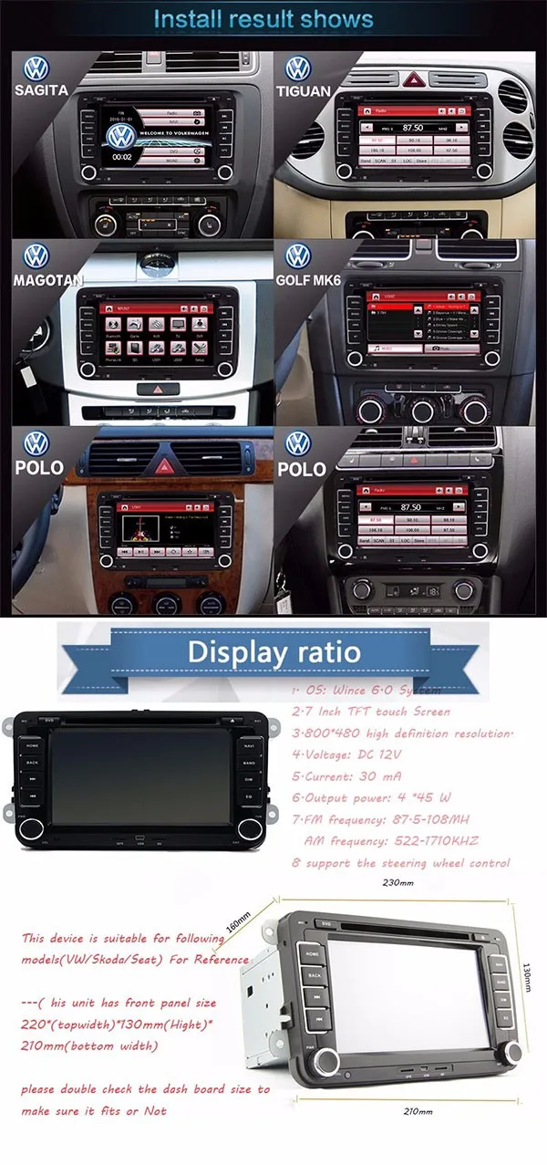 Perfect Hot Sale 2 DIN Car DVD for VW JETTA GOLF MK5 MK6 GTI PASSAT B6 POLO SKODA Fabia GPS Navigation Radio USB 1