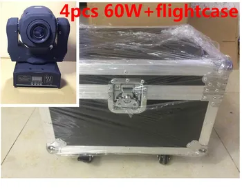 

4 pz 60 W DMX stage lights + flightcase LED Spot Moving Head Light/USA Luminums 60 W LED DJ Spot Light