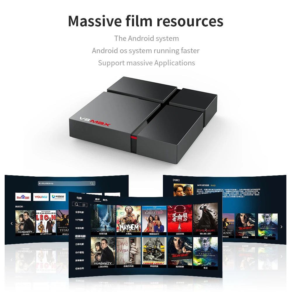 Wechip V8 Max Smart Android 9.0 TV Box Amlogic S905X2 LPDDR3 Wifi Wireless Set Top Box 4GB RAM 4K HD YouTube Media Player TVBOX