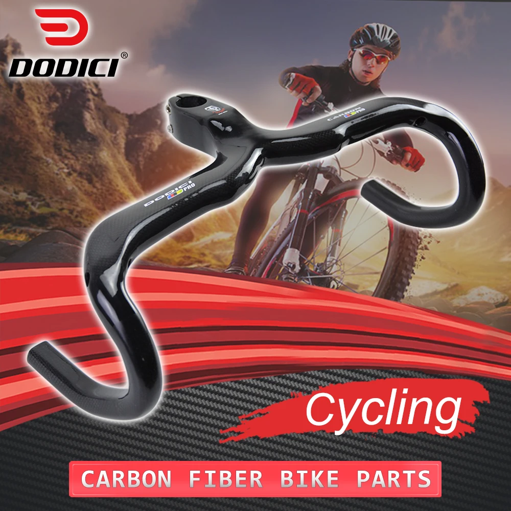 

DODICI 3k Road Carbon Handlebar Bicycle Handlebars Road Bike Handlebar Carbon Integrated Handlebar With Stem Bent Bar Bike Parts