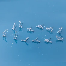 MloveAcc 925 пробы серебряные серьги-гвоздики с 12 созвездиями, блестящие циркониевые серьги из настоящего серебра для женщин и девочек, подарки