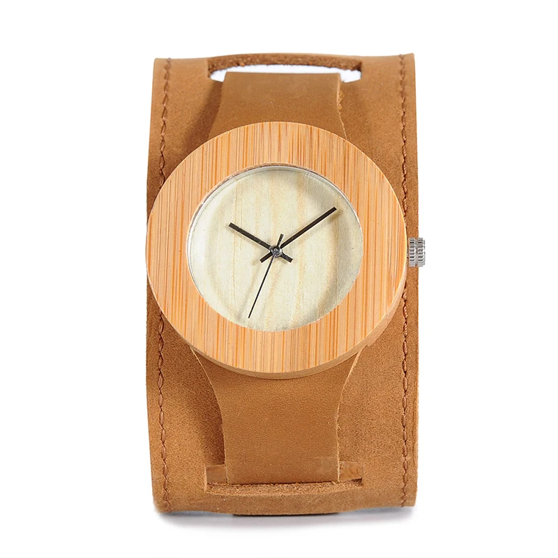 BOBO BIRD C04 Men Women Wood Watch Analog Quartz Wooden Watches with Wider Leather Strap