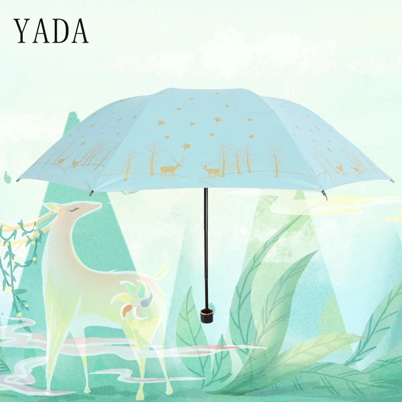 YADA Cartoon Fawn Umbrella For Women Children Folding Rainy Deer Umbrellas Anti-UV Lovely Animal Girls Boys Umbrella Gift YD133