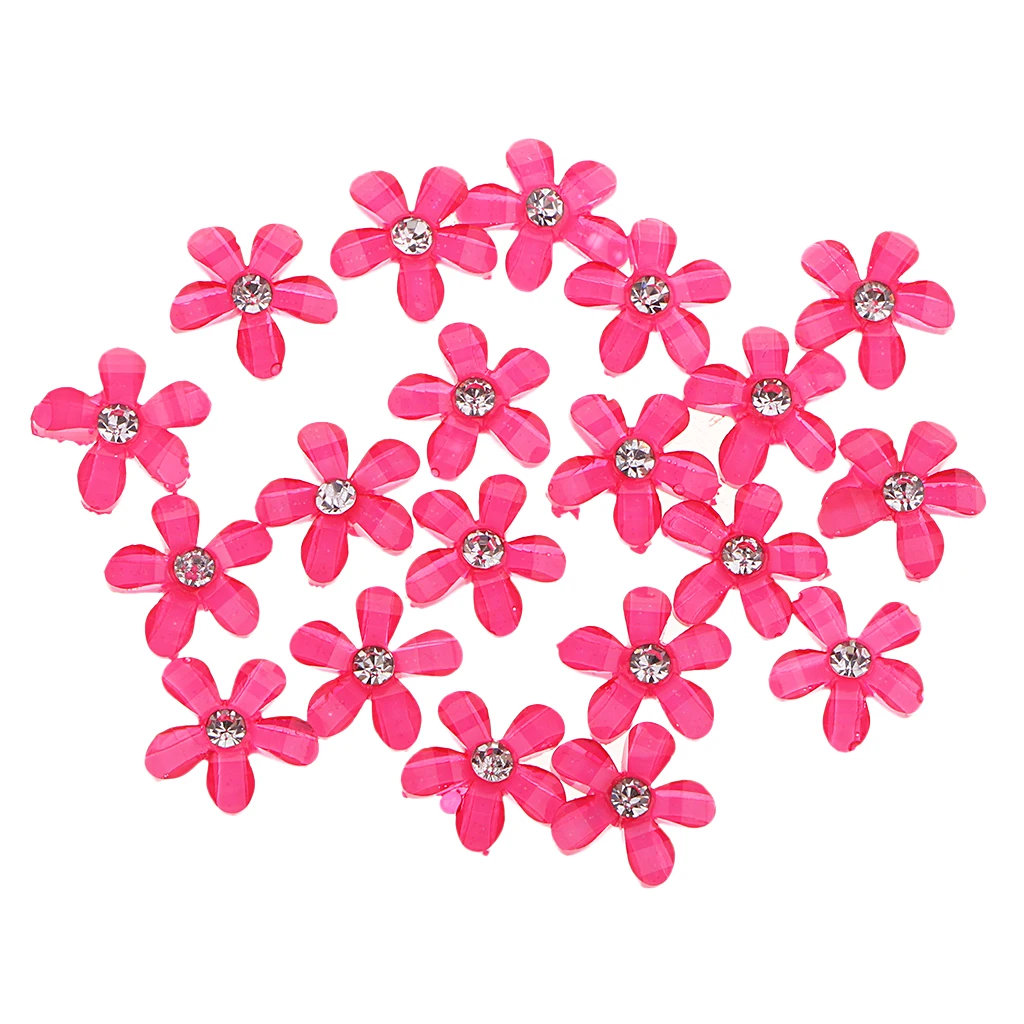 20Pc 9mm Resin Embellishments Rhinestone Flowers Flatback Buttons for Wedding Party Home Decoration DIY Sewing Crafts Bow Center
