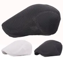 Мужская однотонная черно-белая сетчатая шляпа плюща, шапка-берет, Кепка с плоской подошвой для водителя, кепка CSHAT0103