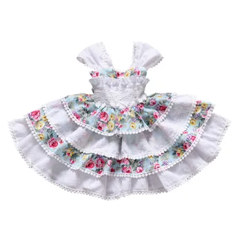 

2019 Summer fashion Sweet Style Dress Baby Girl Cotton Frocks Cute Baby Girl Printed Mini clothing Baby Girl Clothes