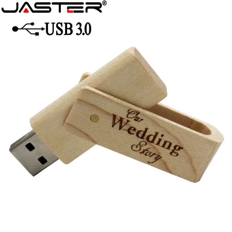 JASTER USB 3,0 лазерная гравировка логотип на заказ Деревянный вращающийся usb флеш-накопитель перевернуть флешки 64 ГБ 16 ГБ 32 ГБ карта памяти