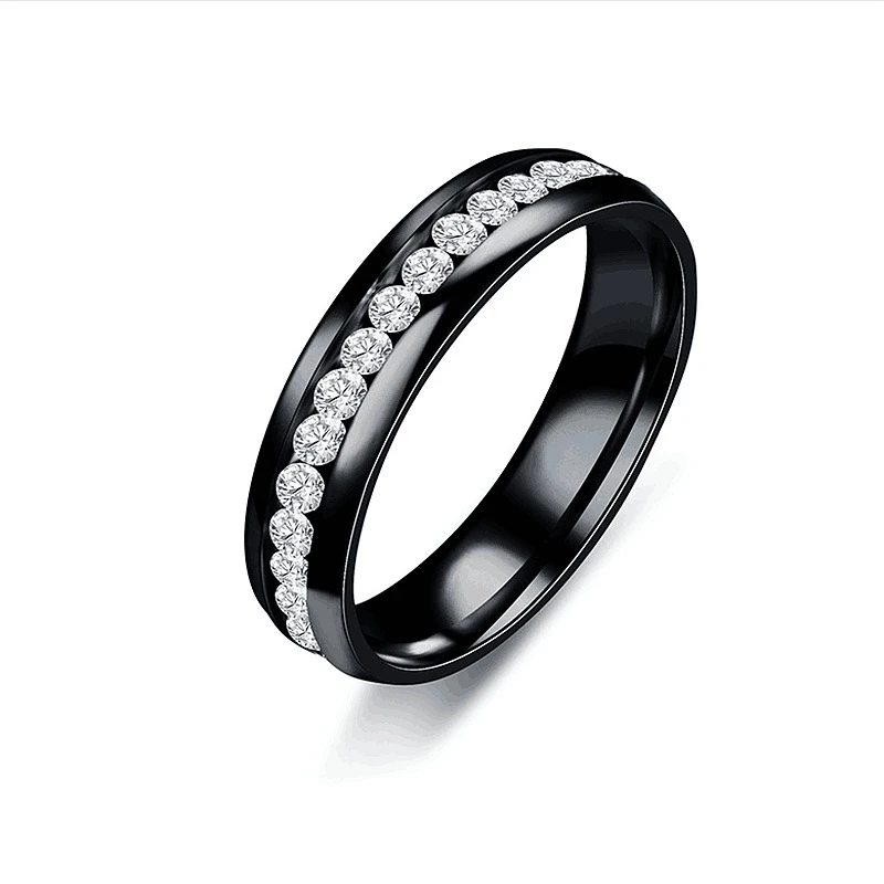 Romantic Wedding Jewelry Rings Titanium Steel Rings For Couples Small CZ Crystal Finger Accessories