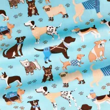 160 см* 50 см хлопок текстиль серый синий мультяшный любимец собаки следа ткани для DIY детские постельные принадлежности лист ручной работы украшения дома