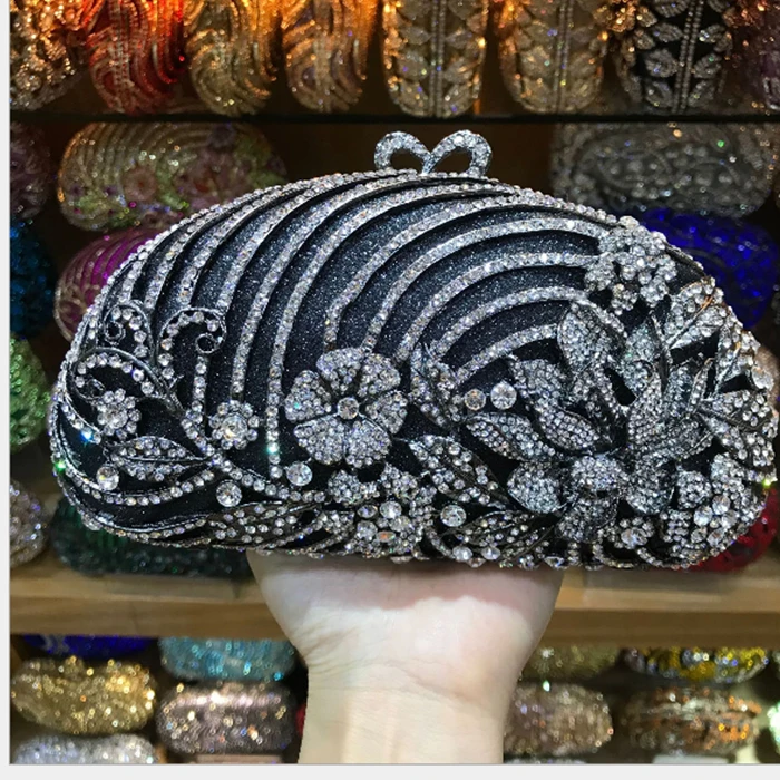Gold black Luxury Crystal Diamond Evening Clutch Bag bridal Wedding Sparkly Rhinestone Cocktail banquet green pochette Purse | Багаж и