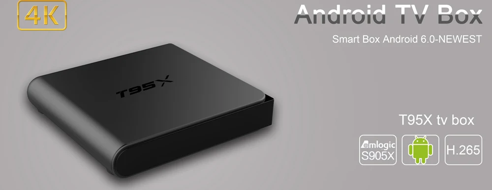 T95X Android6.0 ТВ приставка Amlogic S905X 64 бит четырехъядерный 1 г/8 г, 2 г/8 г KD17.5 wifi 2,4 ГГц телеприставка 4 к Smart tv медиаплеер