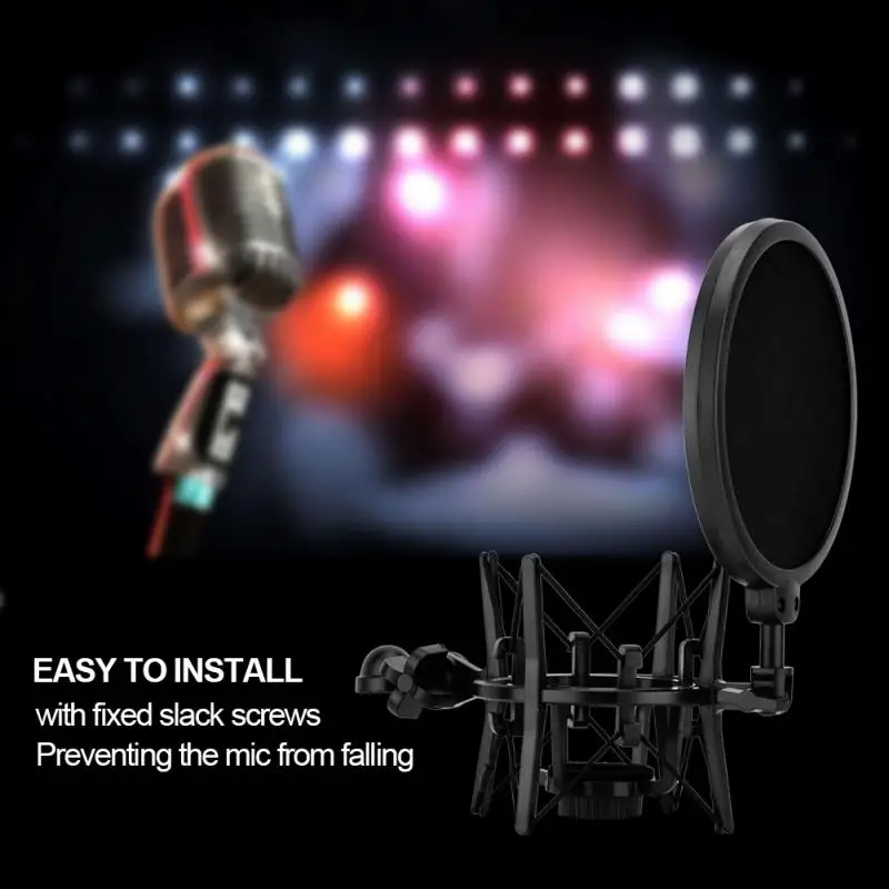 Audio Mic Microphone Shock Mount Stand Holder with Integrated Filter