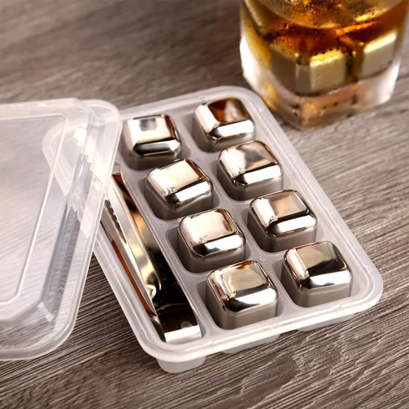 

304 Stainless Steel Whiskey Cooler Wine Cooling Stones Ice Cubes Chillers Drink Physical Cooling Tool Wine beer Cooler FDA Grade