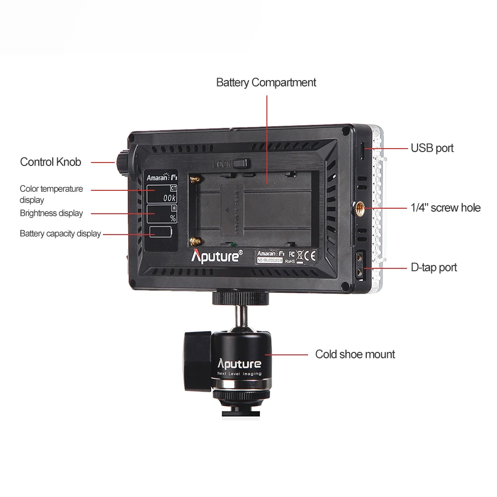 Aputure AL-F7 портативная Светодиодная лампа для освещения видео панель 3200 K-9500 K Цветовая температура CRI95+ 256 шт светодиодный накамерный светодиодный светильник