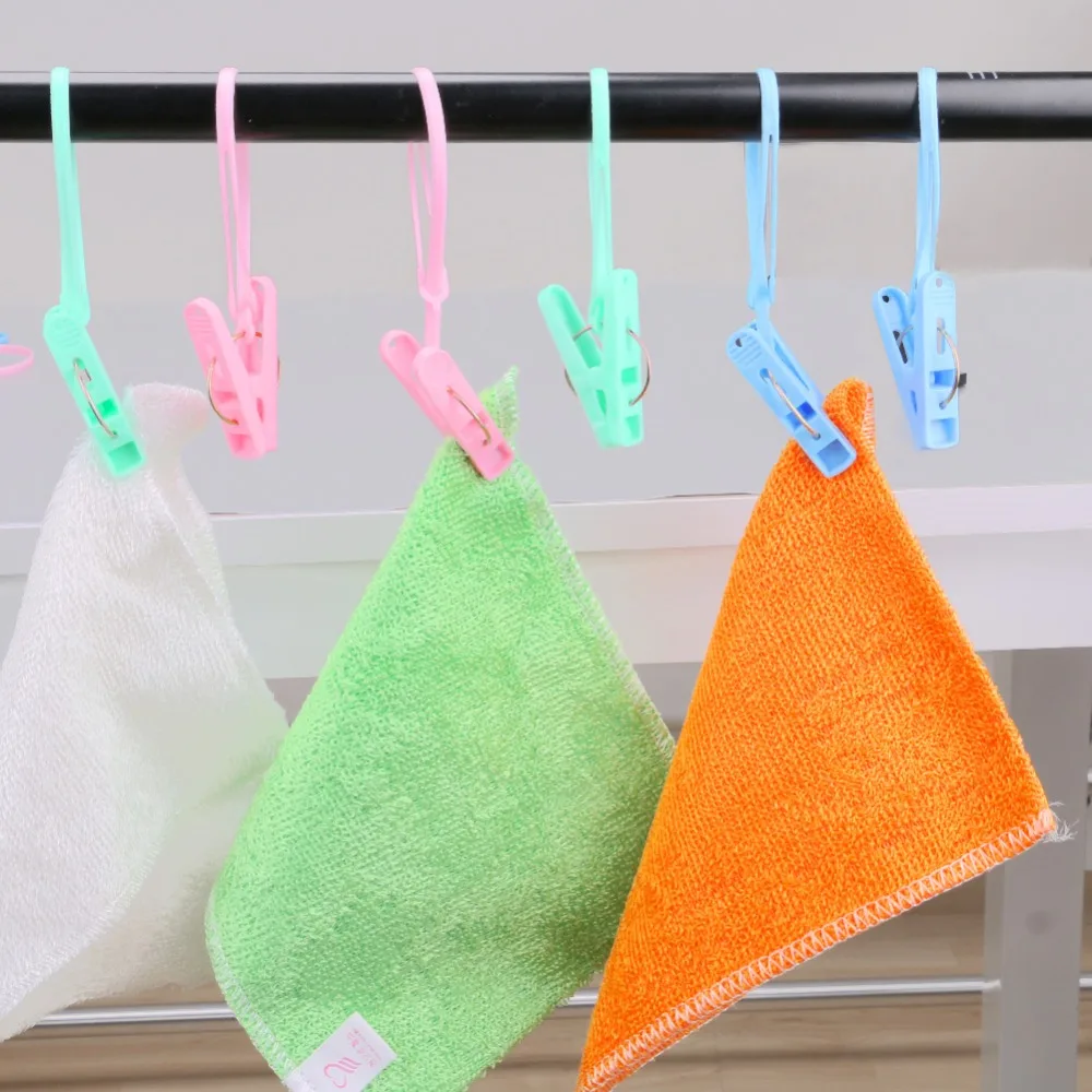 12pc/set Clothes Pegs Travel Portable Hanger Rack Clips Plastic Towel