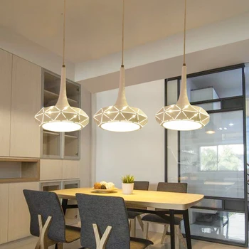 

Nordic creative hollow chandeliers 3 long disk disc modern minimalist dining room bar home warm chandeliers led chandelier led