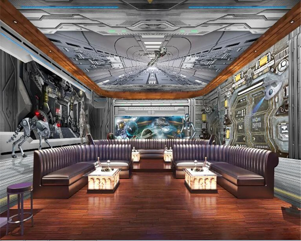 Us 8 25 45 Off Beibehang Wallpapers For Living Room Customized Personality Spaceship Robot Wallpaper Full House Wall Papel De Parede 3d In
