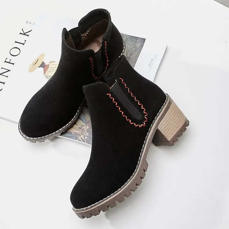 

Big Size 9 10 12 boots women shoes ankle boots for women ladies boots shoes woman winter Solid color round head elastic band