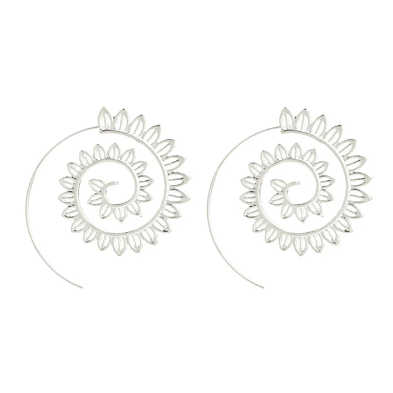Модные Винтажные Украшенные Серьги-кольца для женщин, цыганские индийские этнические серьги, богемные ювелирные изделия, F5E634 - Окраска металла: E637-2 silver