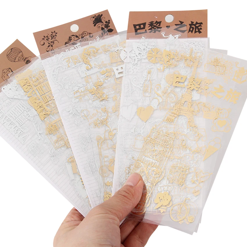 

60pcs/lot Creative And Exquisite Hand-decorated Decoration Diary Hot Stamping Stickers Three Selection