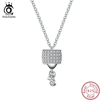 

ORSA JEWELS 100% Genuine 925 Sterling Silver Women Pendants& Necklaces AAA Cubic Zircon Round Shape Pendant Fashion Jewelry SN83