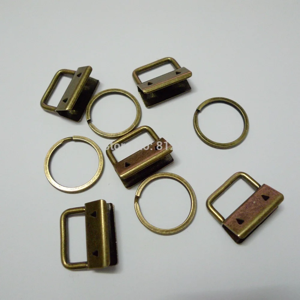 

50 Sets 1'' 25MM Antique Brass Color Wristlet Key Fob Chain Hardware DIY sets with Key Ring LEAD FREE