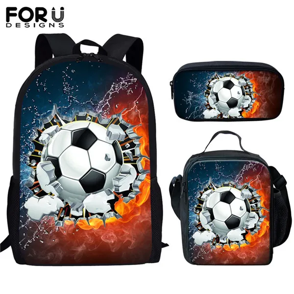 FORUDESIGNS/3 комплекта/шт. детские школьные сумки для мальчиков, крутой футбольный рюкзак с футбольным принтом, детские школьные сумки, рюкзак для мальчиков-подростков - Цвет: HXA348CGK