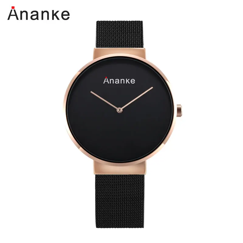 Ananke Fashion Simple Style Watch Men Stainless Steel Strap Quartz Waterproof Clock Top Brand Luxury Lovers Watch Male Version