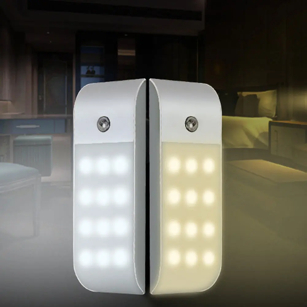 buy Novel Motion Sensor Night Light 12 LED Rechargeable Magnetic Lamp for Wardrobe Cabinet Kitchen Shipping