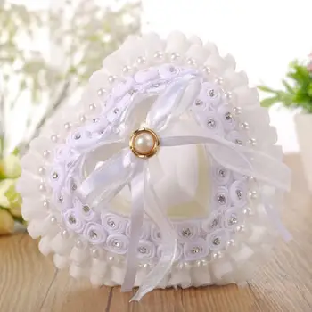 

Heart-shaped Lace Ring Pillow Bride Pearl Rhinestone Bow Ring Box Wedding Supplies Western Wedding Bride Groom Ring Tray
