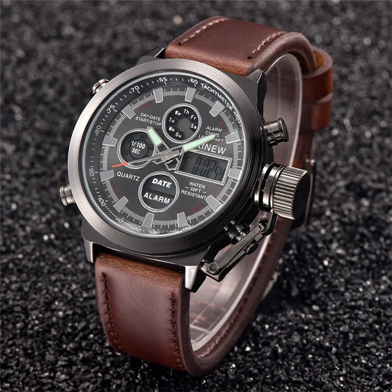 

2019 new men's quartz sports army LED watch simulation stainless steel waterproof sport swimming 3bar alloy