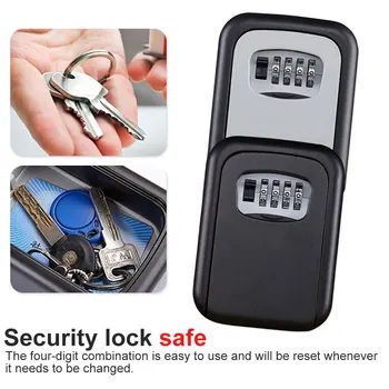 

Key Safe Box Outdoor Digit Wall Mount Combination Password Lock Aluminum Alloy Material Keys Storage Box Security Safes