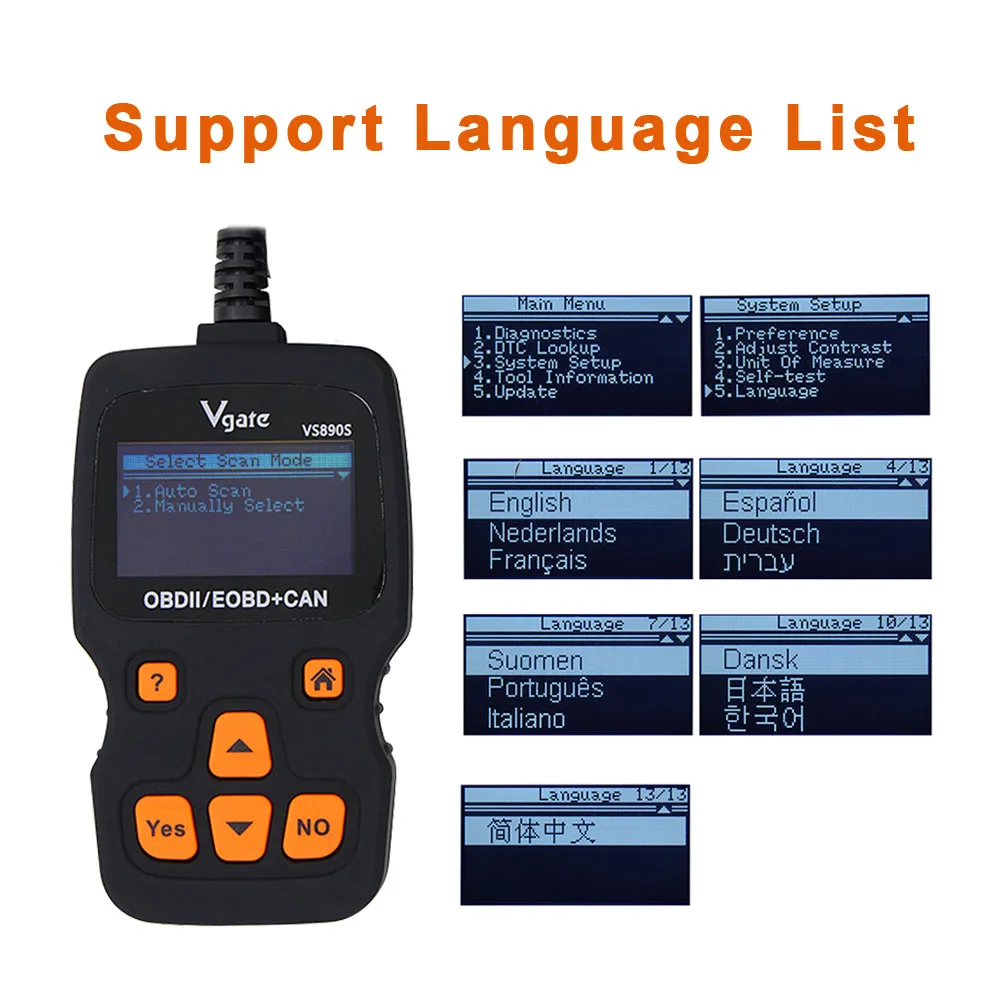 OBDII сканер Vgate VS890S obd2 код неисправности двигателя считыватель-анализатор Vgate VS-890S OBD2 автомобильный диагностический сканер