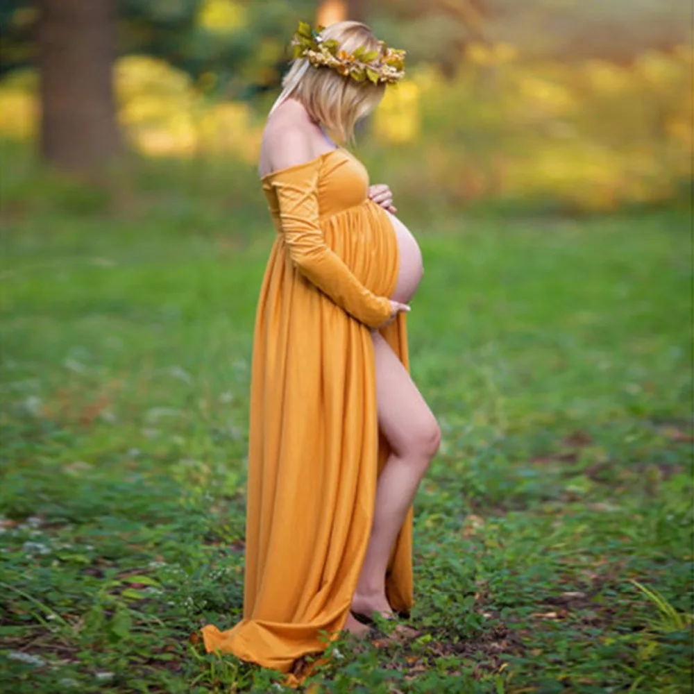 2018 Autumn Maternity Photography Props Maternity Gown Cotton Maternity Dress Fancy Shooting 