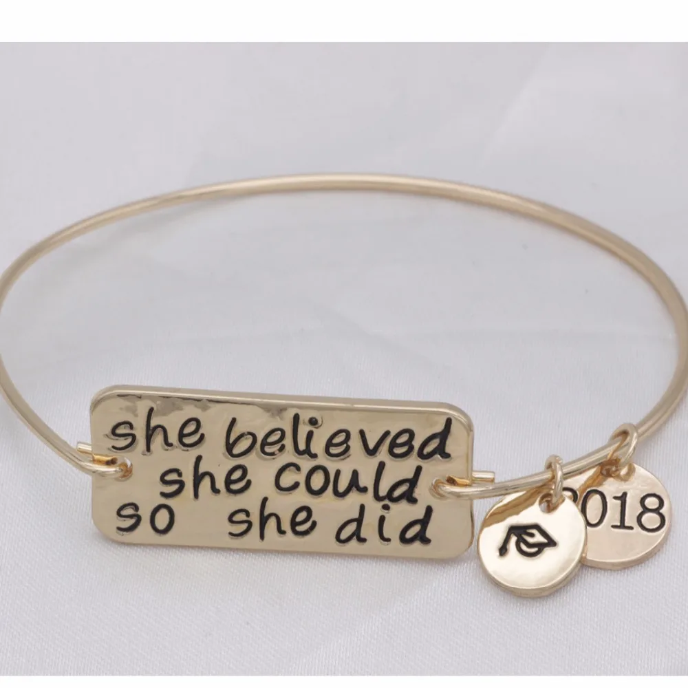 

2018 awareness bangles she believed she could so she did bangles inspirational bracelets YLQ0610