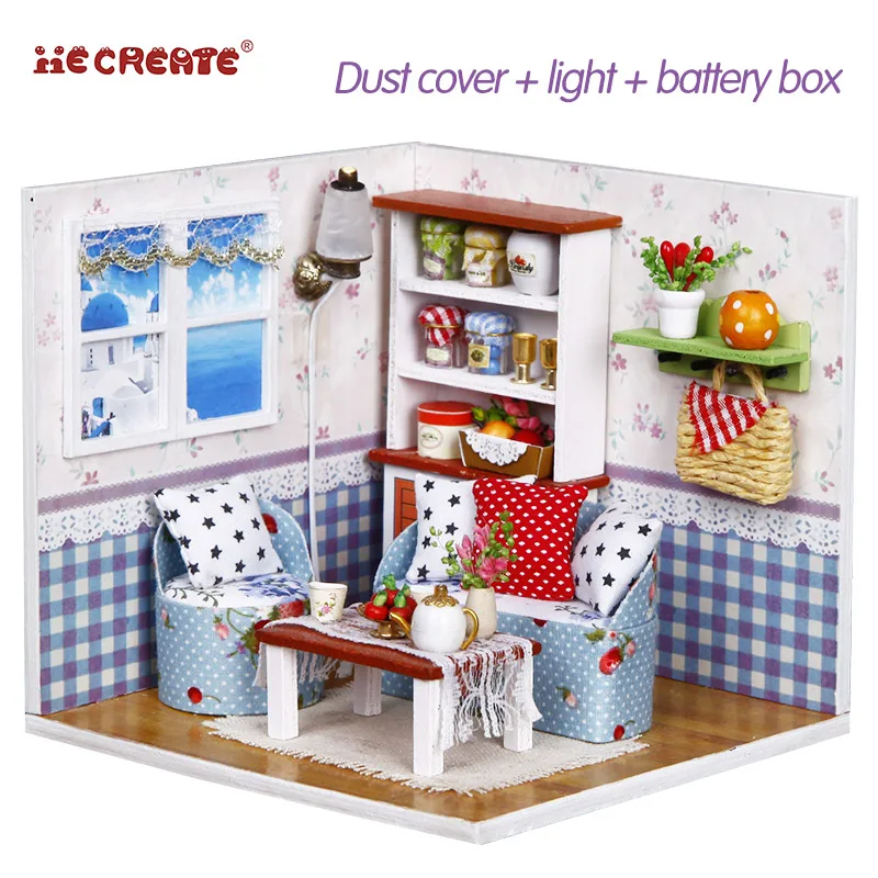 

DIY Miniature Doll House Villa Model Furniture 3D Wooden Dolls Houses Miniature dollhouse Furniture KitToys for children