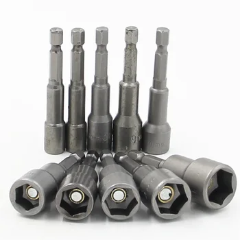 

Fixmee Free shipping 10pcs 6mm-15mm Hex Socket Sleeve Nozzles Magnetic Nut Driver Set Drill Bit Adapter Hex Power Tools