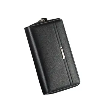 

Baellerry 1x PU leather men's long business multi-functional double zipper purse hand bag