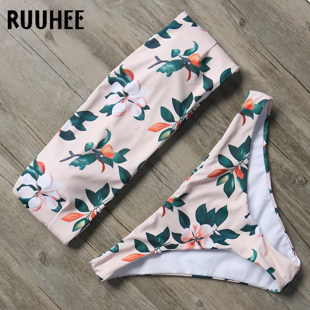 Купальник бикини RUUHEE женский купальник 2018 комплект с цветочным принтом