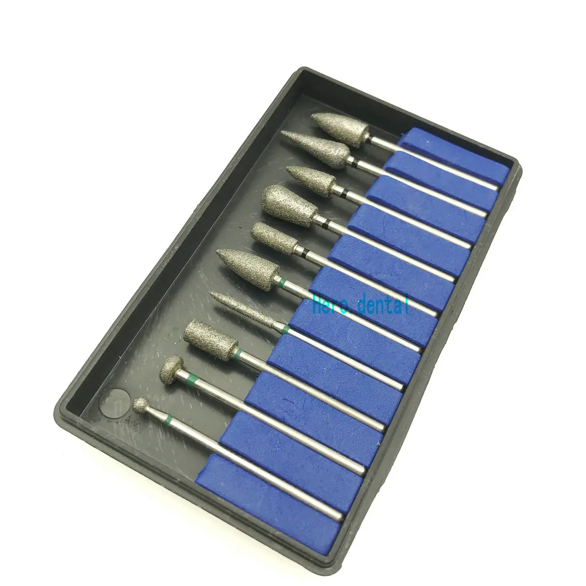 10pcs Dental Sintered Diamond Point Polisher Dental HP Shank Rotary Bur