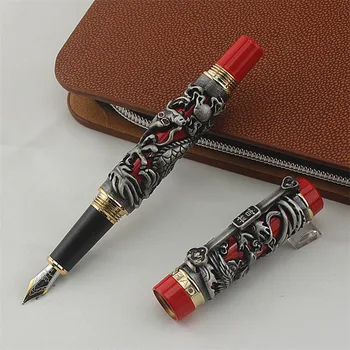 

Luxury Jinhao Metal 3D Dragon Phoenix Fountain Pen vintage 0.5MM Nib Ink Pens for Writing Office business supplies Gift