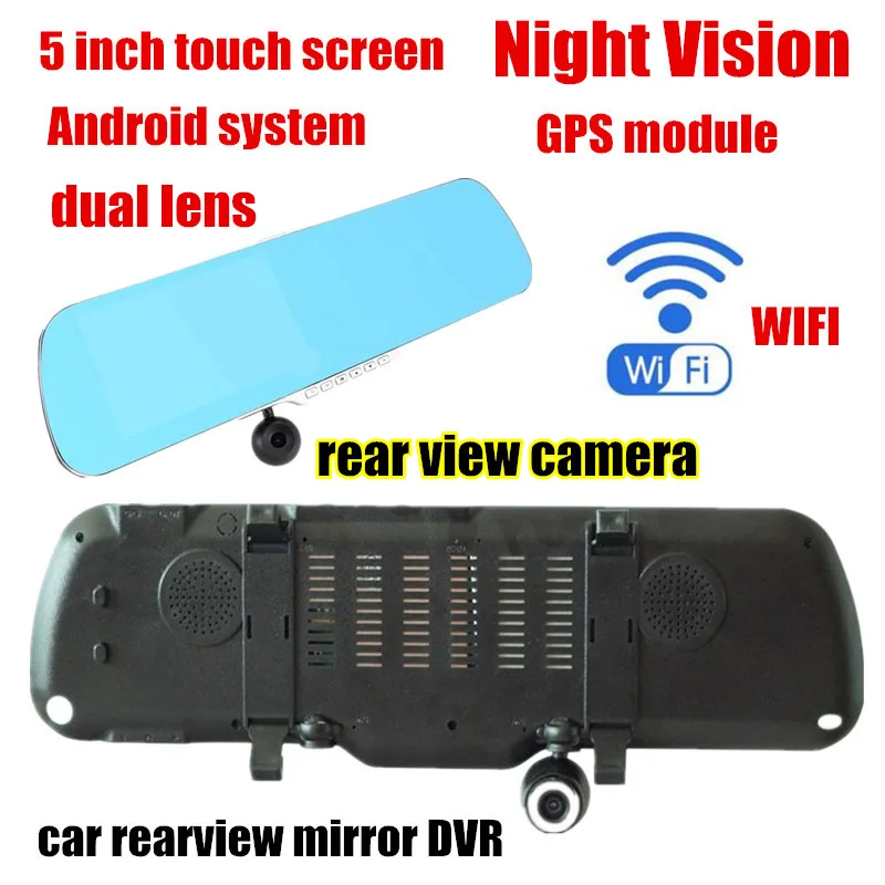 5 дюймов для Anroid Автомобильный видеорегистратор GPS зеркало заднего вида двойная камера ночного видения Передняя 140 задняя 120 градусов угол обзора